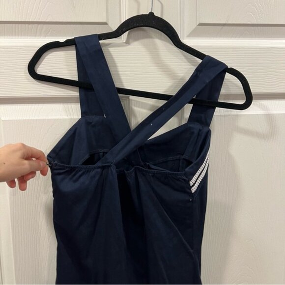 Dancing Days Banned Apparel Retro Nautical Sailor Pencil Dress Navy Blue XS - Picture 8 of 12